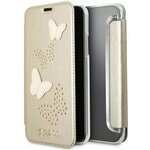 Чехол Guess iPhone X Studs&Sparkles Booktype PU/Butterflies, бежевый - изображение