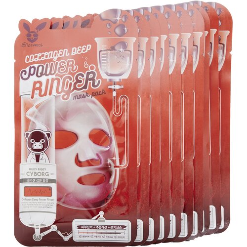 Тканевая маска для лица коллаген, 10 шт  Elizavecca Collagen Deep Power Ringer Mask Pack