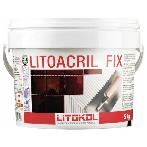 Клей для плитки и камня Litokol Litoacril Fix белый 5 кг готовый клей для плитки litokol litoacril plus 1 кг