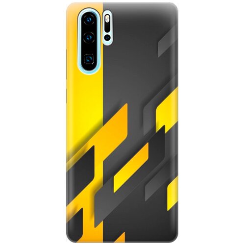 фото Силиконовый чехол на huawei p30 pro / хуавей п30 про с принтом "черно-желтая абстракция" gosso