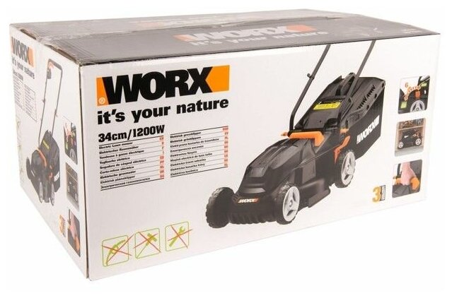 Газонокосилка электрическая WORX WG713E, 1200Вт, 34 см - фотография № 14