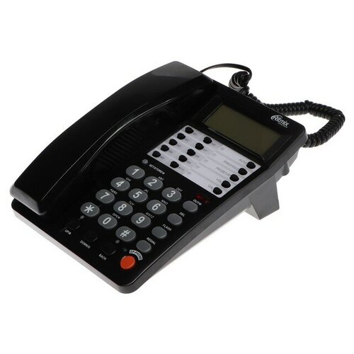 Телефон Ritmix RT-495, Caller ID, однокнопочный набор, память номеров, спикерфон, черный телефон проводной ritmix rt 495 белый