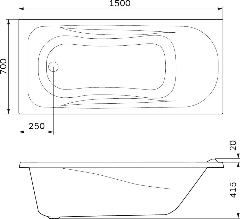 Акриловая ванна Am.Pm Sense 150x70 см W76A-150-070W-A - фото №10