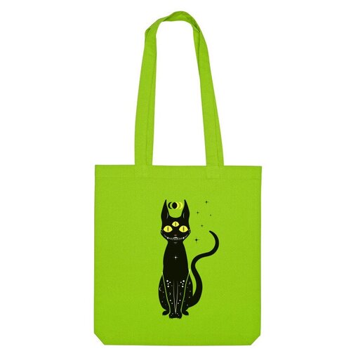 Сумка шоппер Us Basic, зеленый сумка чёрный кот ярко синий
