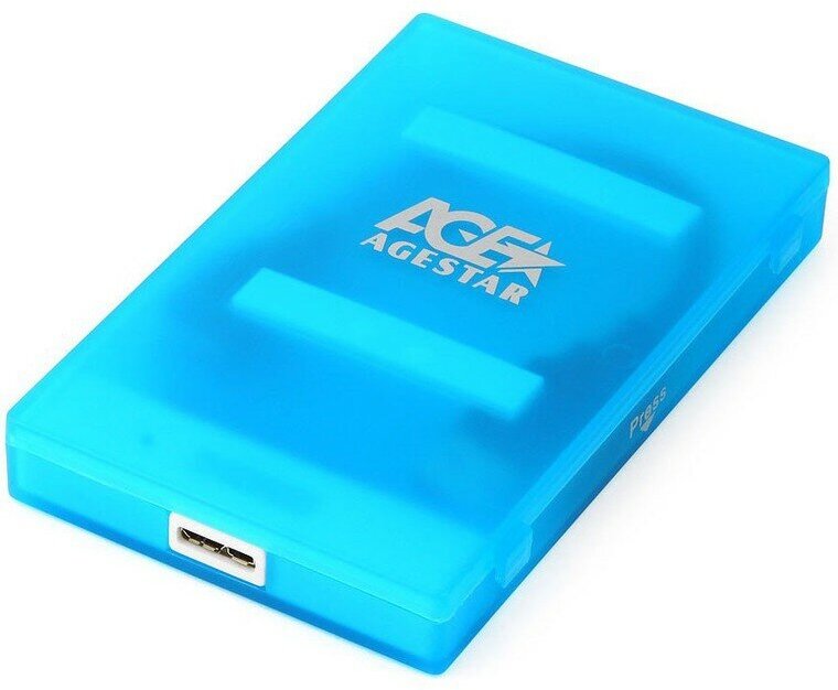 Внешний модуль AgeStar 3UBCP1-6G 2.5"SATA HDD/SSD, пластик, синий, безвинтовая конструкция USB3.0