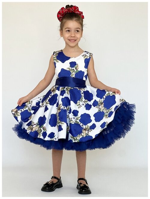 Платье Бушон, размер 128-134, синий