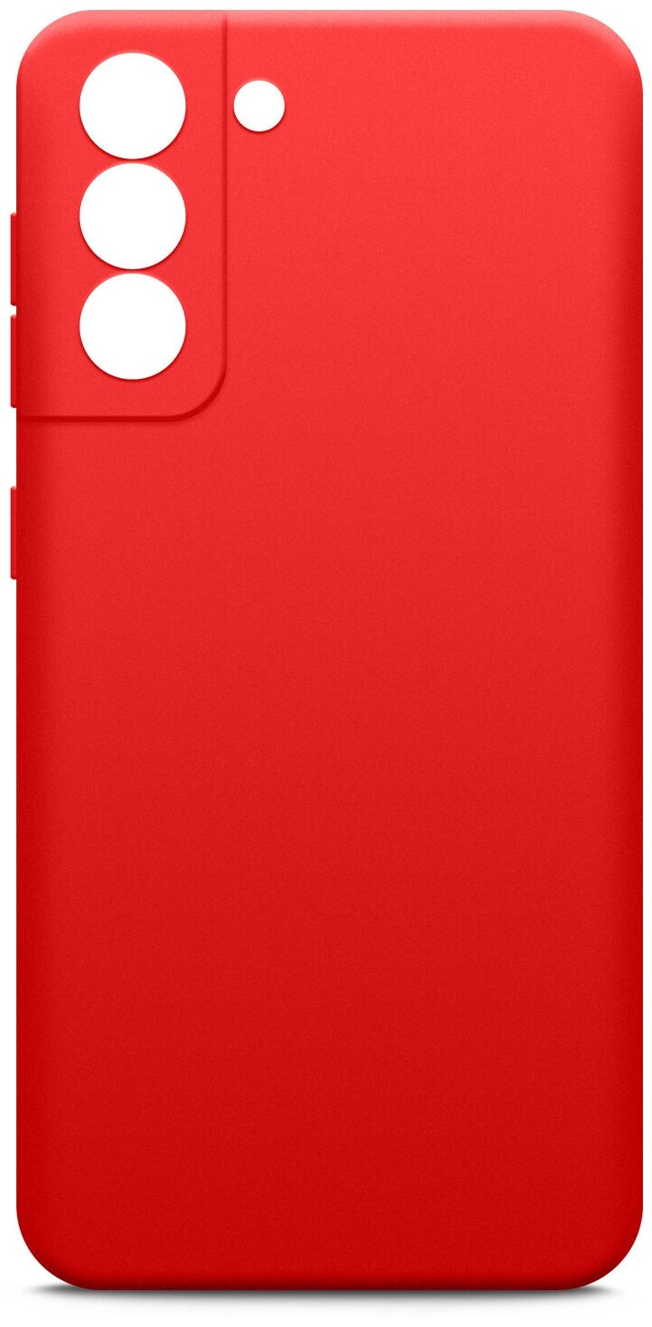 Чехол на Samsung Galaxy S21 FE (Самсунг Галакси С21 ФЕ) силиконовый с защитной подкладкой из микрофибры, красный, Miuko