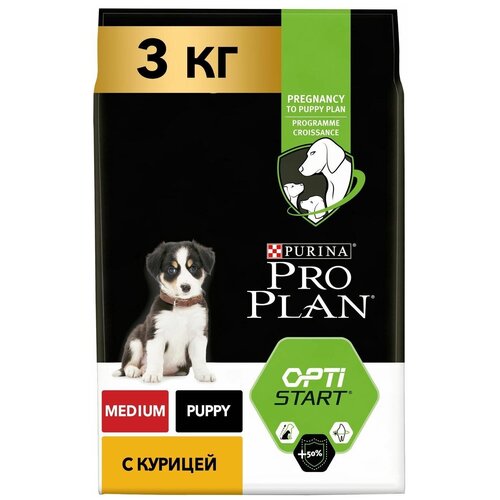 Корм для щенков PRO PLAN средних пород с комплексом Optistar с курицей 3кг сухой корм pro plan для щенков средних пород с высоким содержанием курицы 3 кг