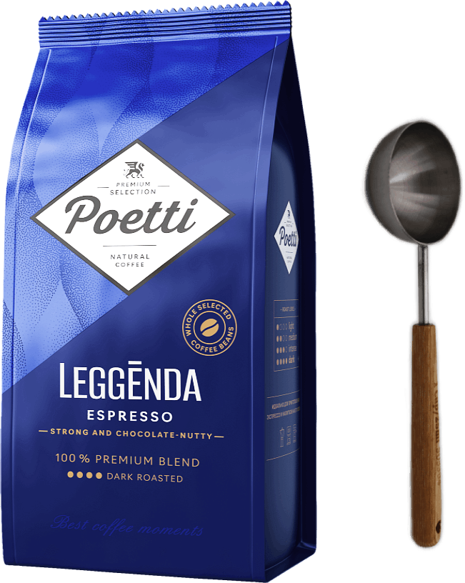 Кофе в зернах Poetti Legenda Espresso, 1кг + ложка