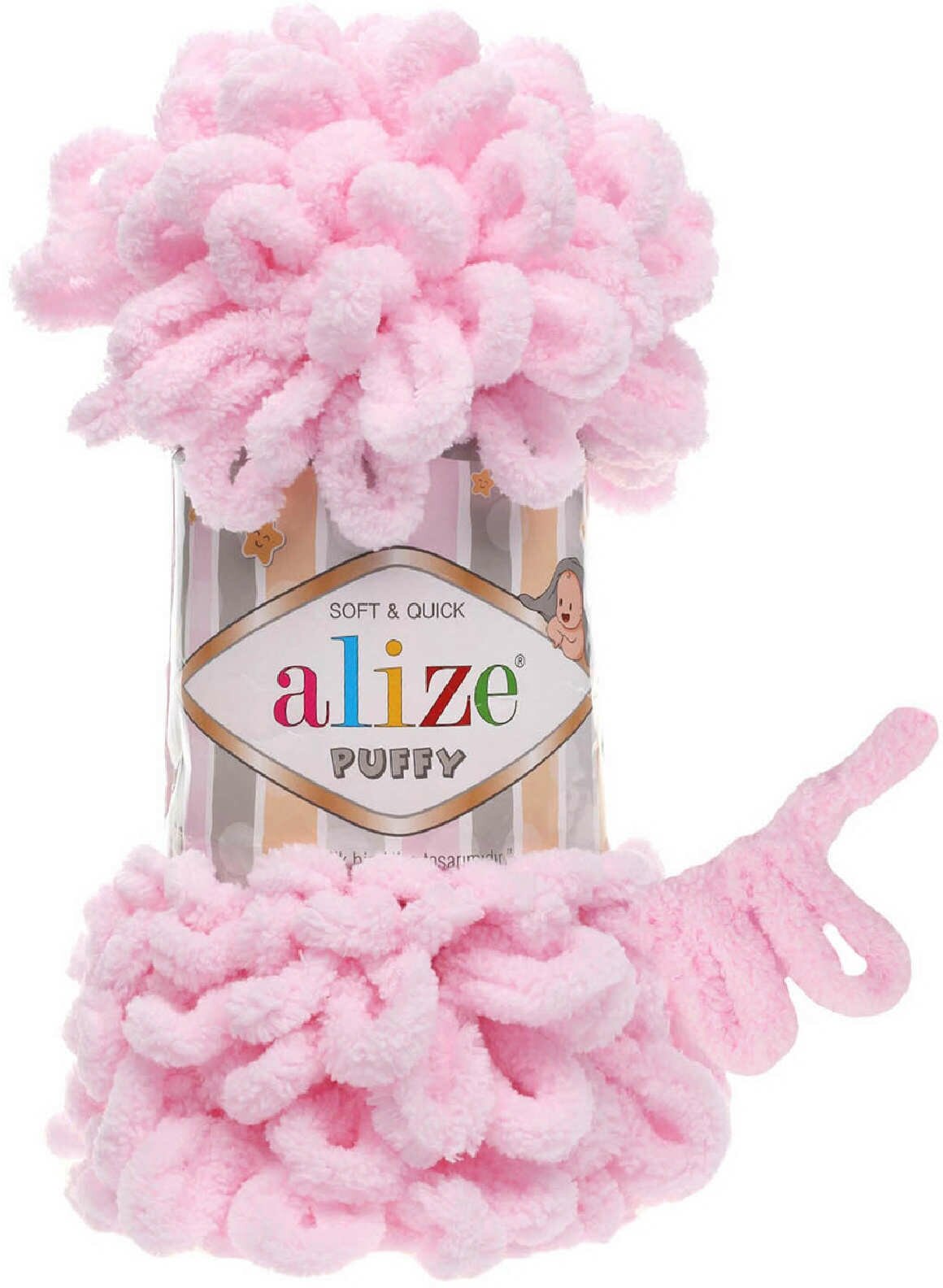 Пряжа Alize Puffy светло-розовый (31), 100%микрополиэстер, 9м, 100г, 2шт