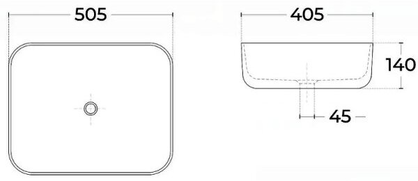 Раковина SinteSi LVB-APP-403 накладная белая 505х405х140, без отверстия под смеситель - фотография № 3