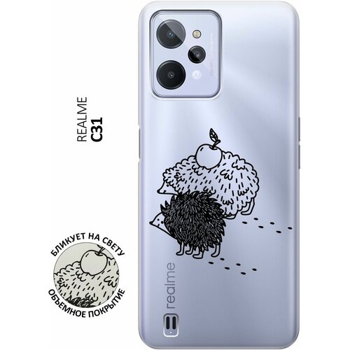 Силиконовый чехол с принтом Funny hedgehogs для realme C31 / Рилми С31 силиконовый чехол на realme c31 рилми с31 с 3d принтом flowers and fern прозрачный