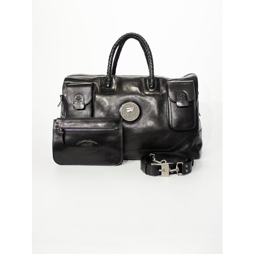 Комплект сумок Bruno Bartello, натуральная кожа, 24х34х53 см, ручная кладь, плечевой ремень, водонепроницаемая, черный
