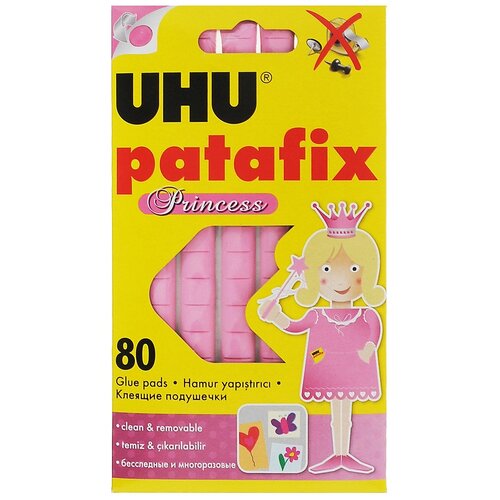 Клеевые подушечки UHU Patafix. Princess, цвет: розовый, 80 шт клеящие подушечки uhu patafix прозрачные 56шт