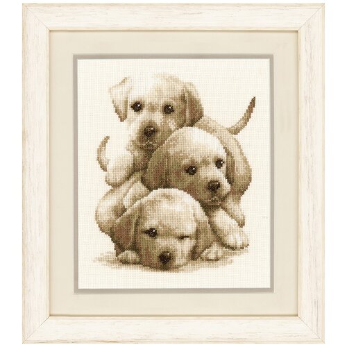 фото Набор для вышивания vervaco "щенки лабрадора" 24x19 см