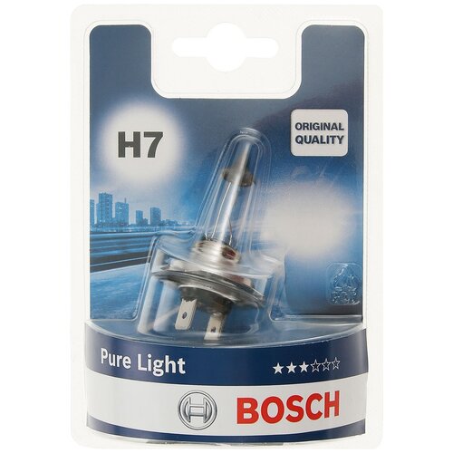 фото Лампа автомобильная галогенная bosch pure light 1987301012 h7 12v 55w 1 шт.