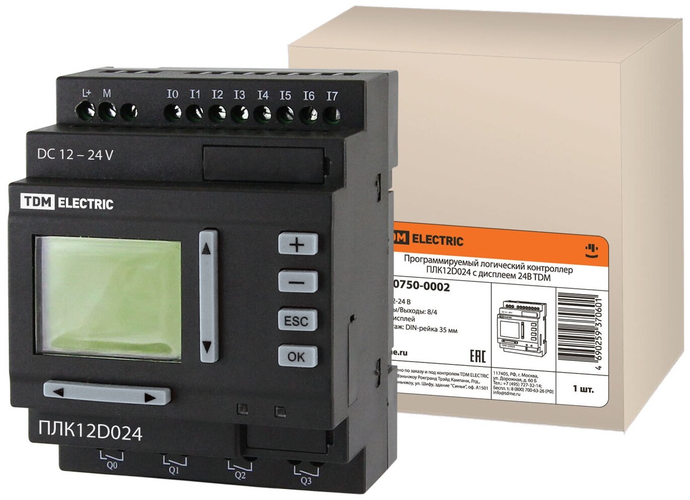 Программируемый логический контроллер ПЛК12А230 с дисплеем 230В TDM Electric (SQ0750-0001)