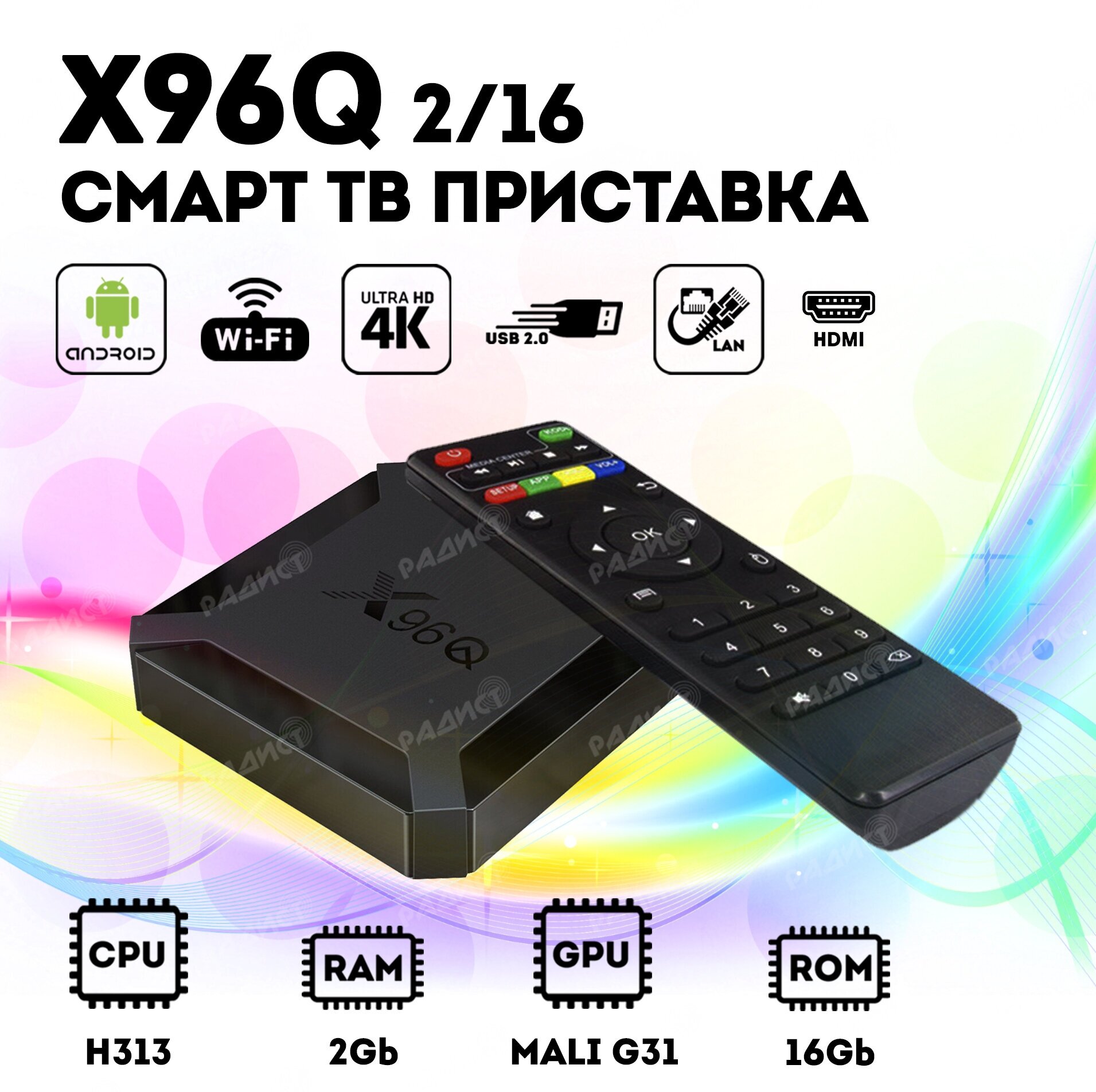 Андроид приставка (Смарт ТВ Бокс) X96Q TV BOX 2/16 Гб Android 10 / Смарт ТВ приставка X96Q 2/16 Gb