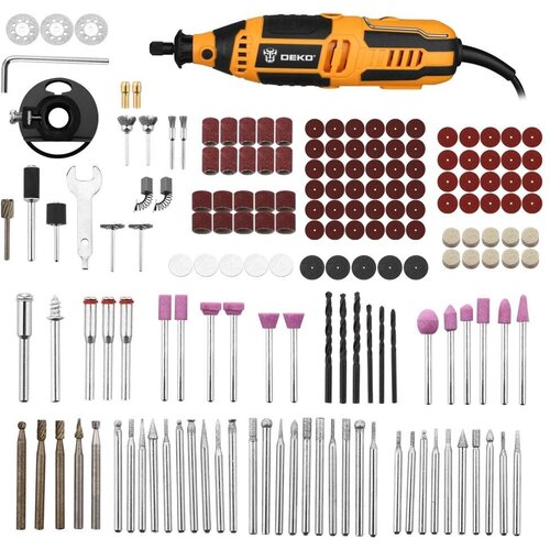 Электрический гравер DEKO DKRT200E с регулировкой скорости 200 Вт набор аксессуаров 175 штук DEKO 4970₽