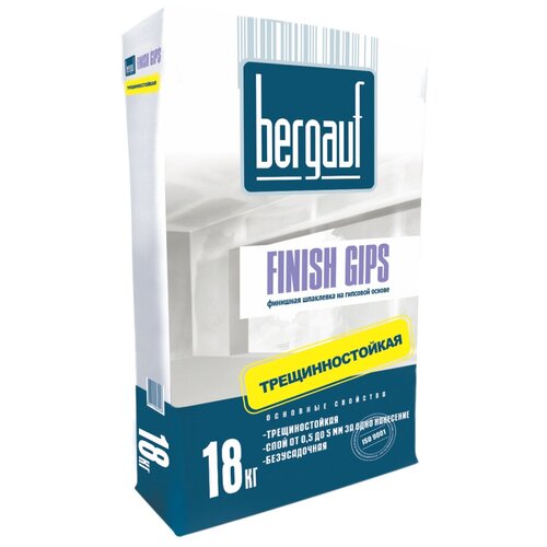 Шпатлевка Bergauf Finish Gips, белый, 18 кг бергауф финиш гипс шпаклевка финишная гипсовая 18кг белая bergauf finish gips финишная шпатлевка на гипсовой основе 18кг белая