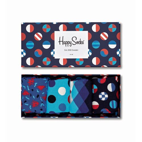 Носки Happy Socks, 4 пары, размер 36-40, синий, черный, бирюзовый, мультиколор подарочный набор для душа и ванны nudibranches want it gift pack from trix 2 шт
