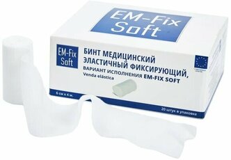 EM-Fix Soft, бинт медицинский эластичный фиксирующий, 6 см х 4 м, белый, 10 шт