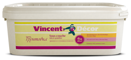 Грунтовка для структурных декоративных штукатурок Vincent Decor Sous-couche micro granitee (4кг) - фотография № 3