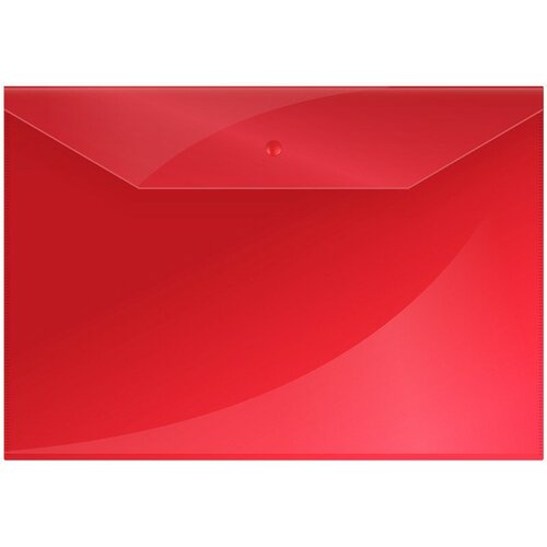 Папка-конверт на кнопке OfficeSpace А4, 150мкм, пластик, красная, 30 штук, 162529 папка конверт на кнопке officespace а3 150мкм прозрачная набор 10 штук