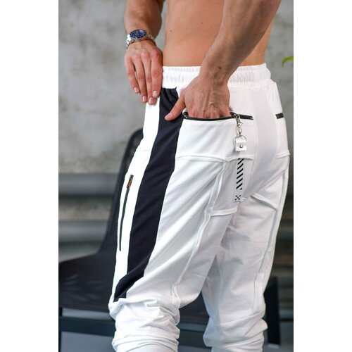 Брюки джоггеры BanditKa Brand, демисезон/лето, спортивные, размер XL, белый, черный