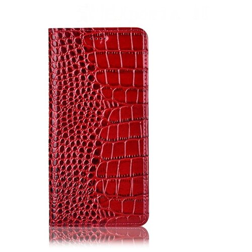 фото Чехол-книжка mypads premium для samsung galaxy a30s / samsung galaxy a50s из качественной импортной натуральной кожи теленка с фактурной прошивкой рельефа кожи крокодила экзотический красный