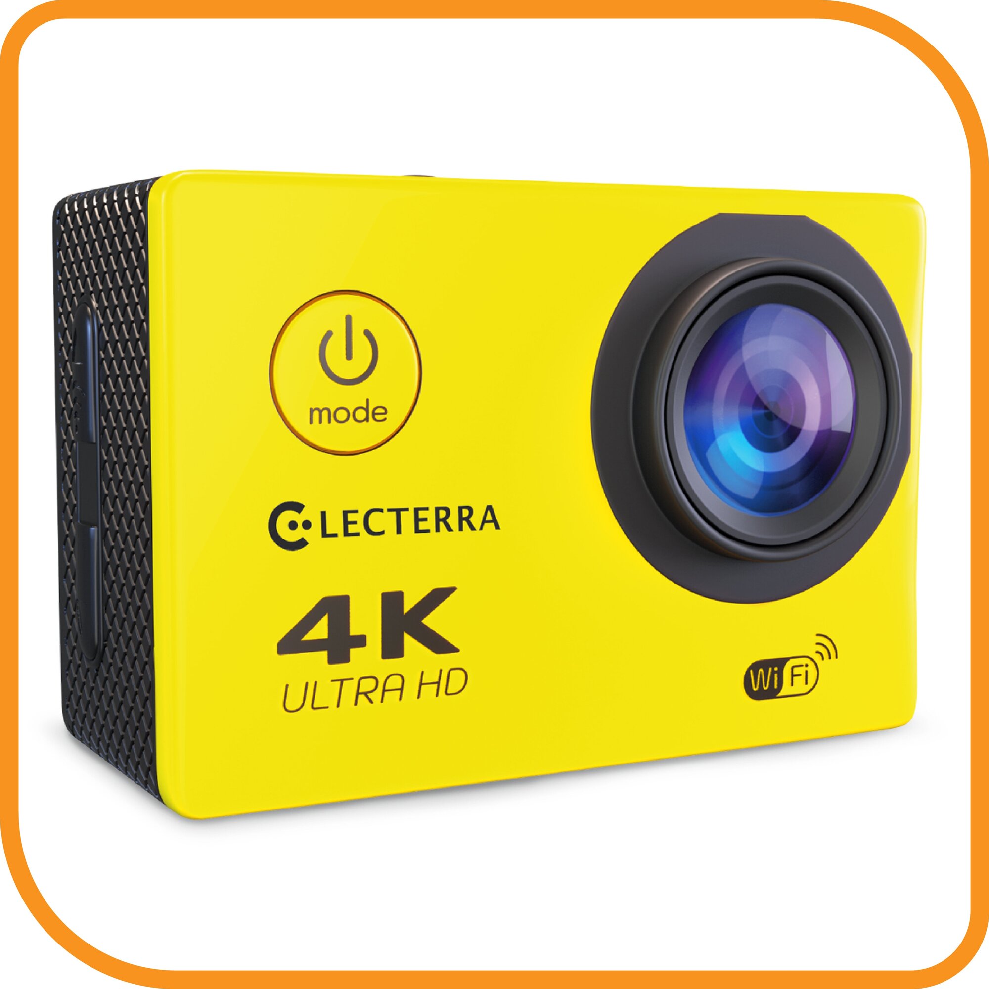 Экшн-камера Electerra 4К 1080p Ultra HD. Желтая Экшен камера.