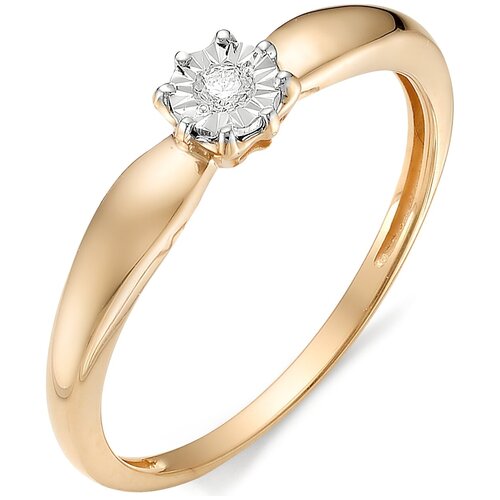 фото Алькор кольцо с бриллиантом из красного золота 11971-100, размер 16