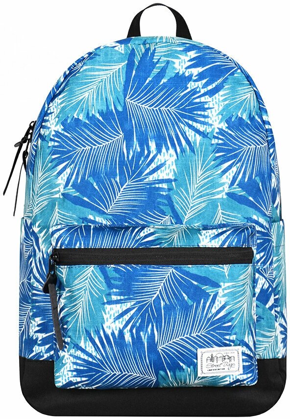 Рюкзак / Street Bags / 2236 Тропические листья 41х14х27 см / сине-белый