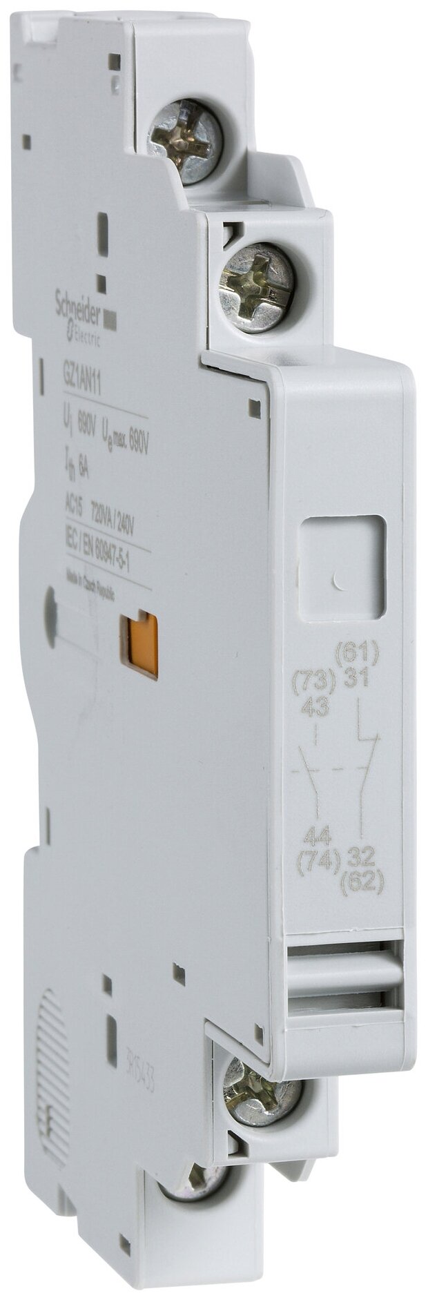 Боковой блок-контакт 1НО+1НЗ для автоматов типа GZ1 Schneider Electric, GZ1AN11