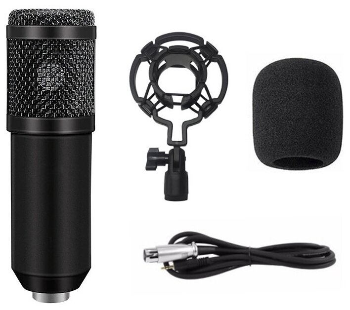 Конденсаторный микрофон BM-800, пластиковый держатель паук, ветрозащита, черный