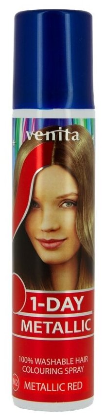 Спрей для волос оттеночный VENITA 1-DAY METALLIC тон Metallic Red (красный металлик) 50 мл