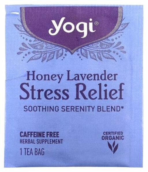 Чай в пакетиках Yogi Tea Stress Relief мед и лаванда, 16 пакетиков - фотография № 2