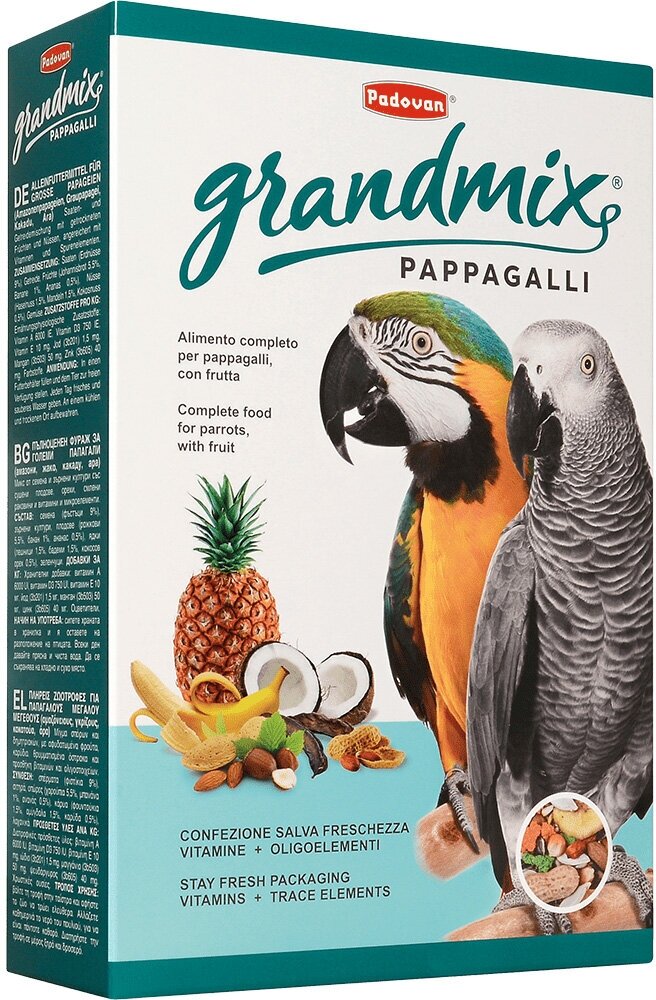 Корм Padovan Grandmix Pappagalli для крупных попугаев, 600 г