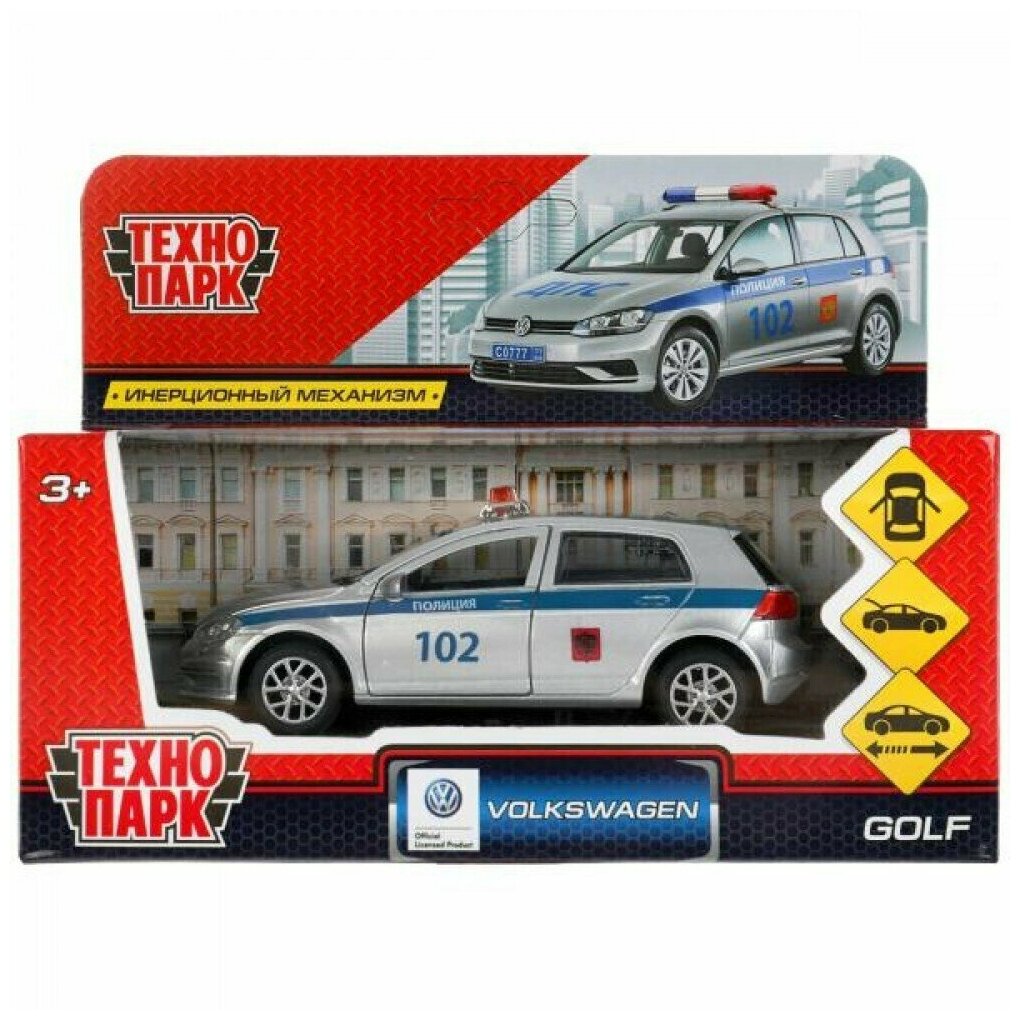 Модель машины Технопарк Volkswagen Golf, Полиция, инерционная GOLF-P - фотография № 2