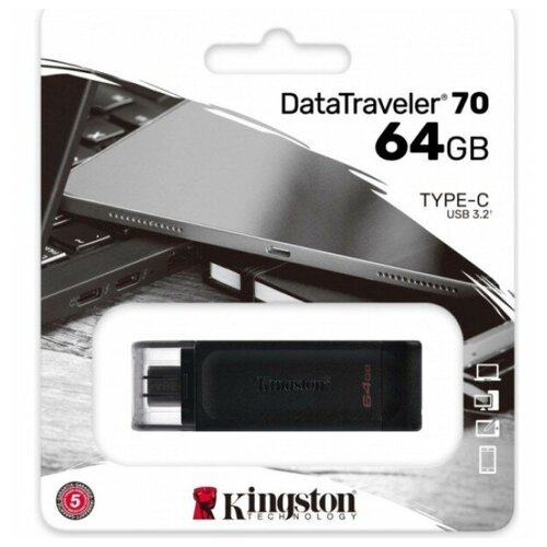 Флеш-накопитель 64Gb Kingston DataTraveler 70 DT70, USB 3.0, OTG, Type-C