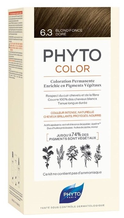 PHYTO PhytoColor краска для волос Coloration Permanente, 6.3 Темный золотистый блонд