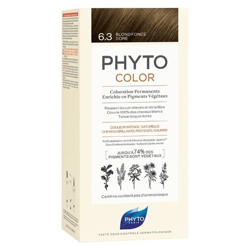 PHYTO PhytoColor краска для волос Coloration Permanente, 6.3 Темный золотистый блонд phyto phytocolor краска для волос coloration permanente 7 3 золотистый блонд