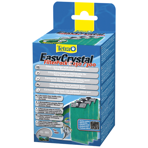 фильтрующий материал tetra для внут фильтра easycrystal filterpack с 600 картриджи с актив углем 3шт Tetra картриджи EasyCrystal FilterPack С 250/300 (комплект: 3 шт.) 89 г 3 зеленый