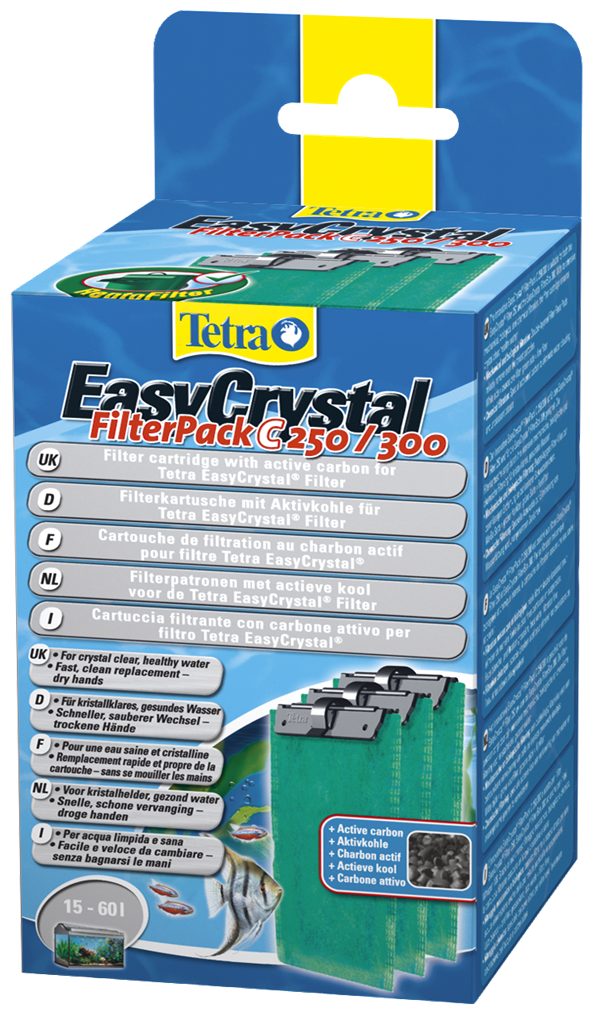 Tetra EasyCrystal FilterPack C250/300 фильтрующие картриджи с углем для внутренних фильтров EasyCrystal 250/300 3 шт.