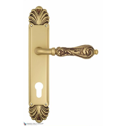 Дверная ручка на планке Venezia MONTE CRISTO CYL PL87 французское золото + коричневый ручка скоба venezia monte cristo 320мм 260мм d4 французское золото коричневый