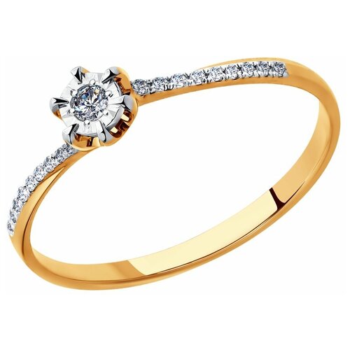 Кольцо помолвочное SOKOLOV, золото, 585 проба, бриллиант, размер 16