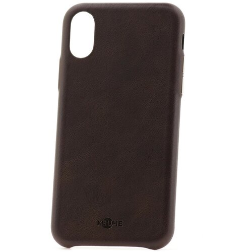 фото Чехол на айфон x kruche натуральная кожа коричневый кruче