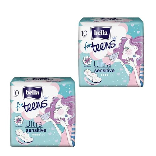 Bella прокладки for teens ultra sensitive, 4 капли, 10 шт., 2 уп.