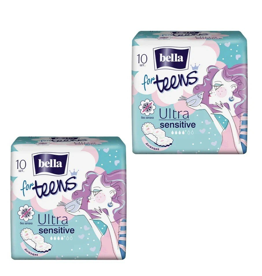 Bella прокладки for teens ultra sensitive, 4.5 капли, 10 шт/уп * 2уп