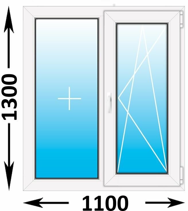 Пластиковое окно Veka WHS 60 двухстворчатое 1100x1300 (ширина Х высота) (1100Х1300)